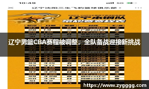 辽宁男篮CBA赛程被调整，全队备战迎接新挑战